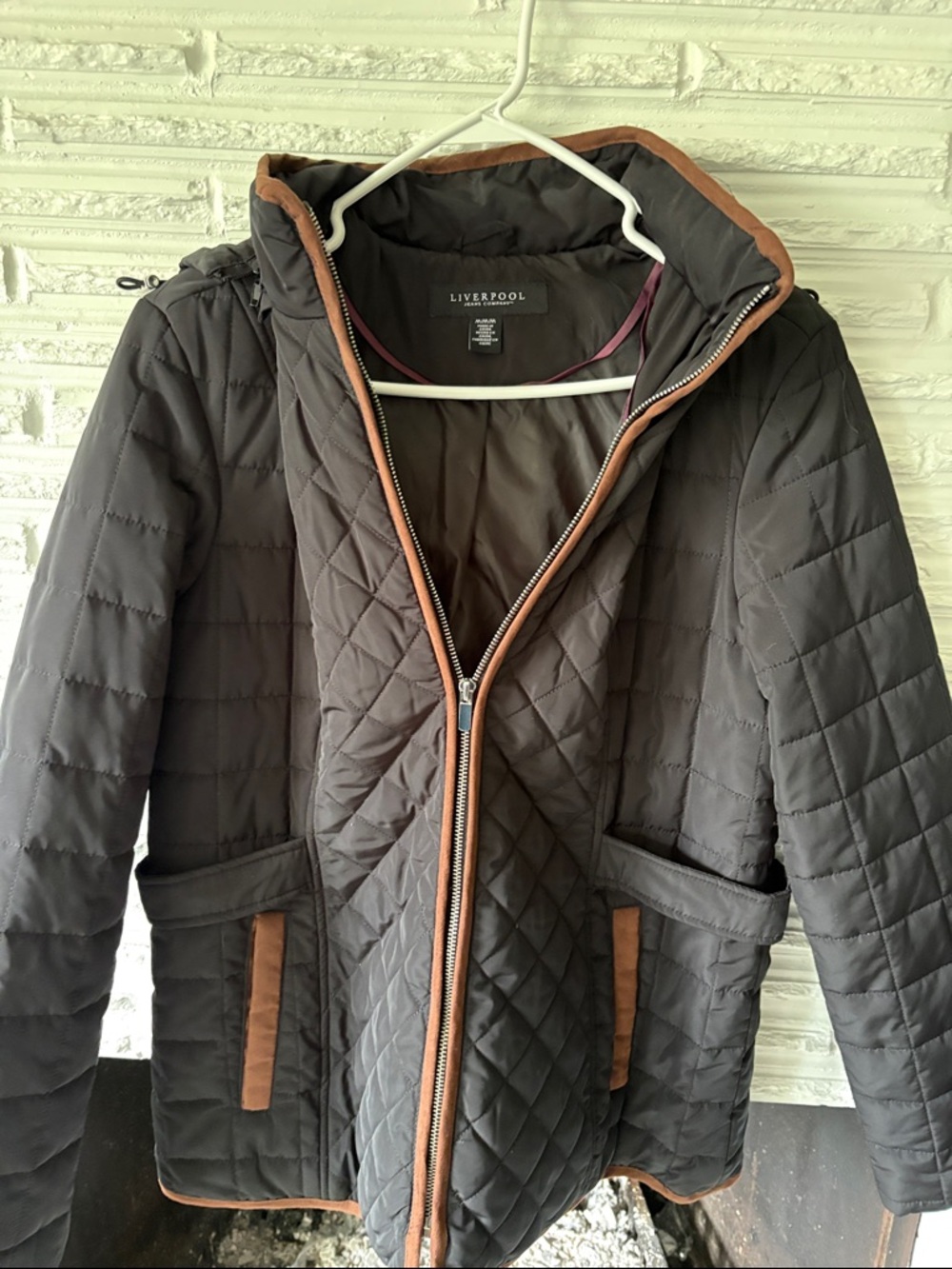 Liverpool Quilted Brown Puffer Jacket with Tan Trim